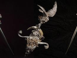 新中式赤狐與燥鴉劍形發(fā)簪