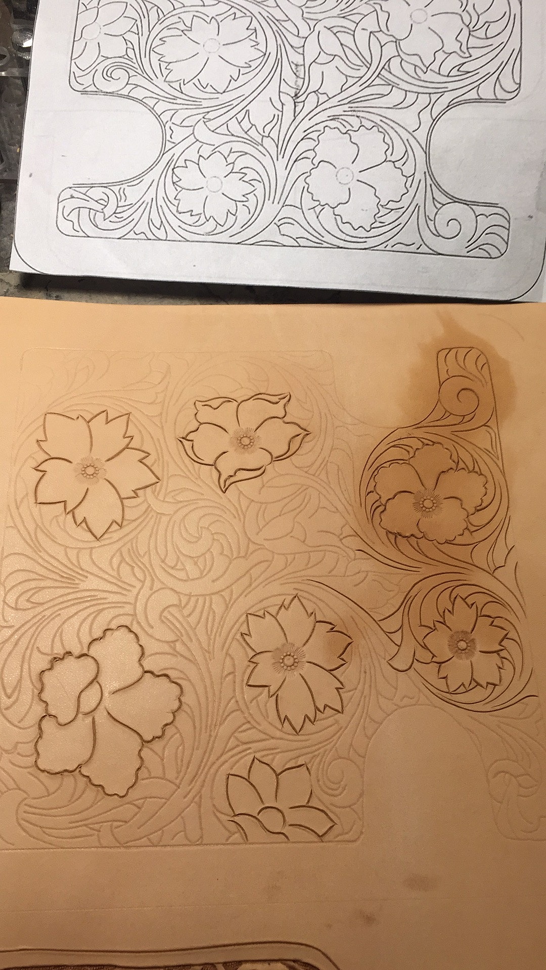 皮雕闭关第三弹唐草长夹面皮