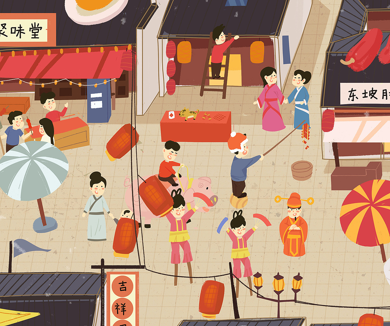 徽派商业街|插画|商业插画|白发_hou_原创作品-站酷zcool