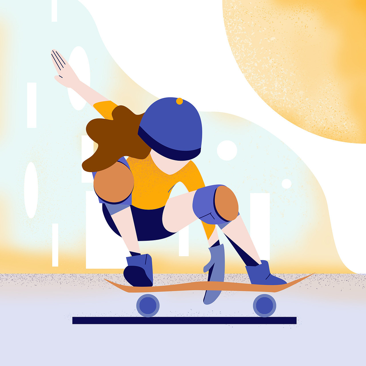 扁平风格插画滑板系列最后一张做了一下动态gif格式