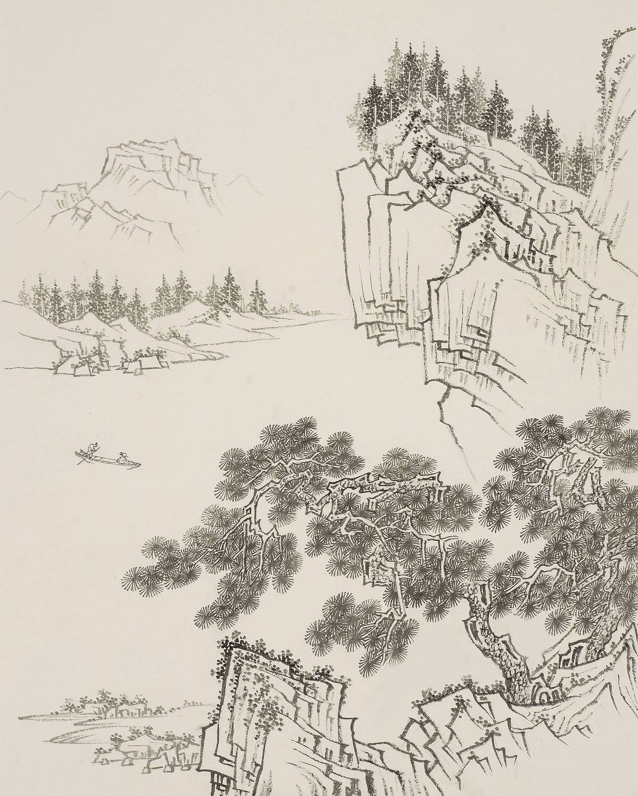 青绿山水步骤图《溪山行舟》王军河