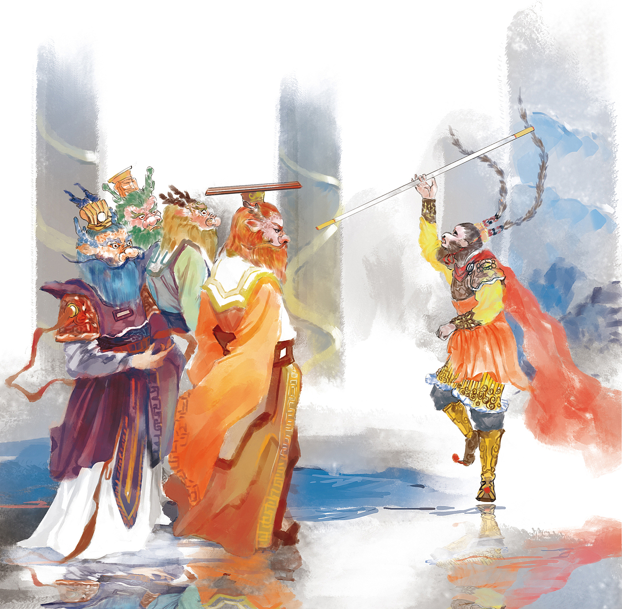 四大名著，《唐诗三百首》和《岳飞传》（图ZMTIwNzc0MzQw） - 商业插画 - 站酷设计师天衣风扬原创素材 - 站酷ZCOOL