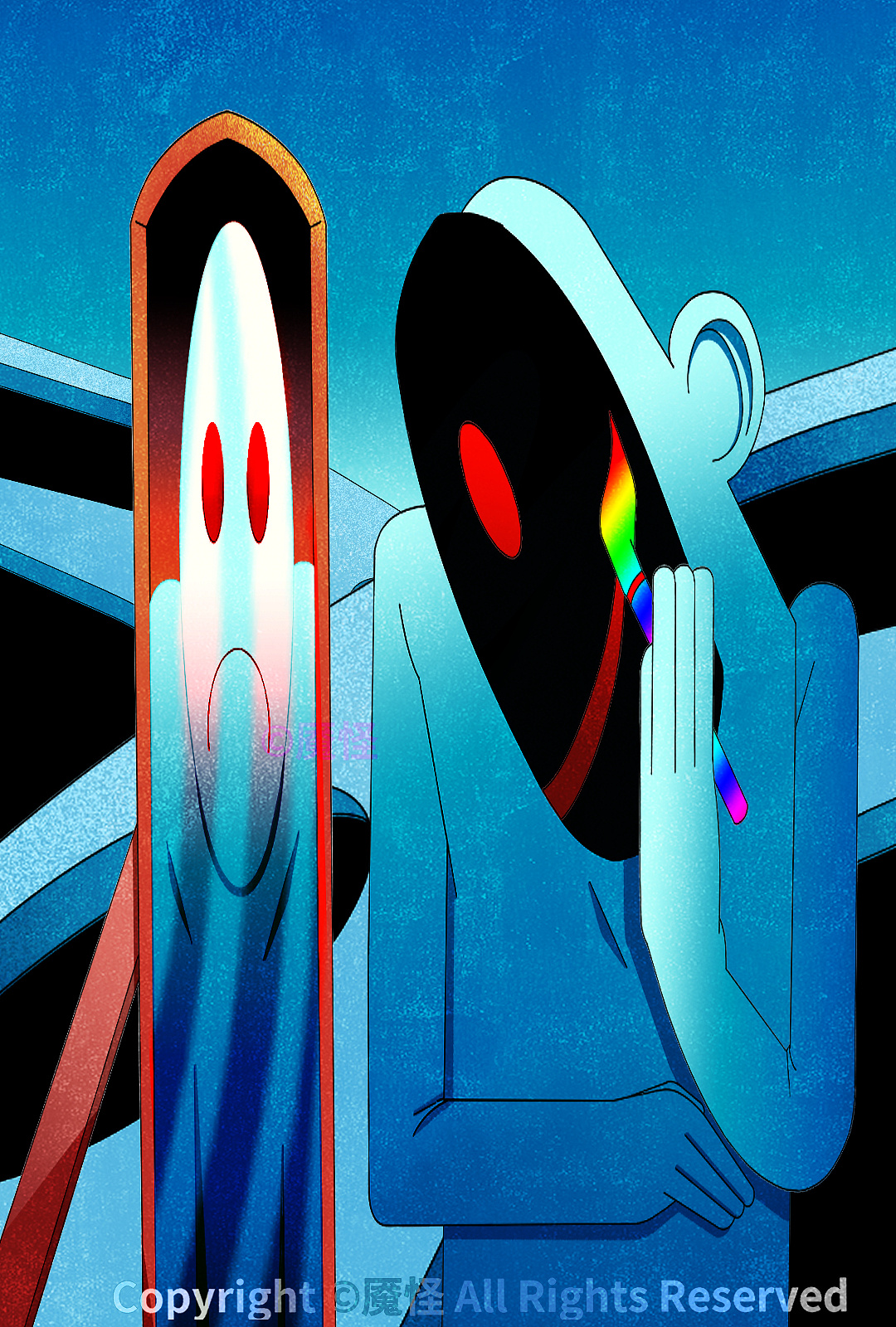 9995插画《逃避症患者-社恐》08魇怪|插画|创作习作|魇怪