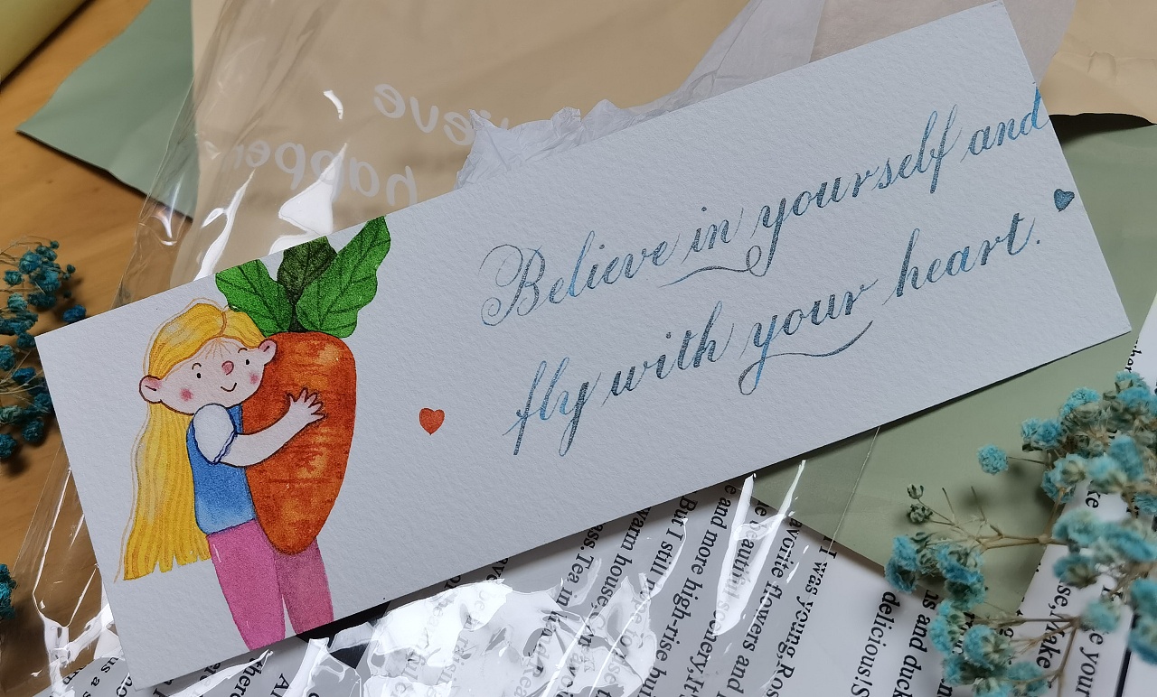 水彩手绘英文手写生日节日贺卡