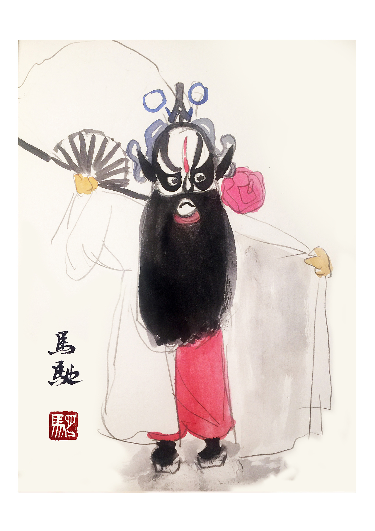 戏曲人物画稿卡片