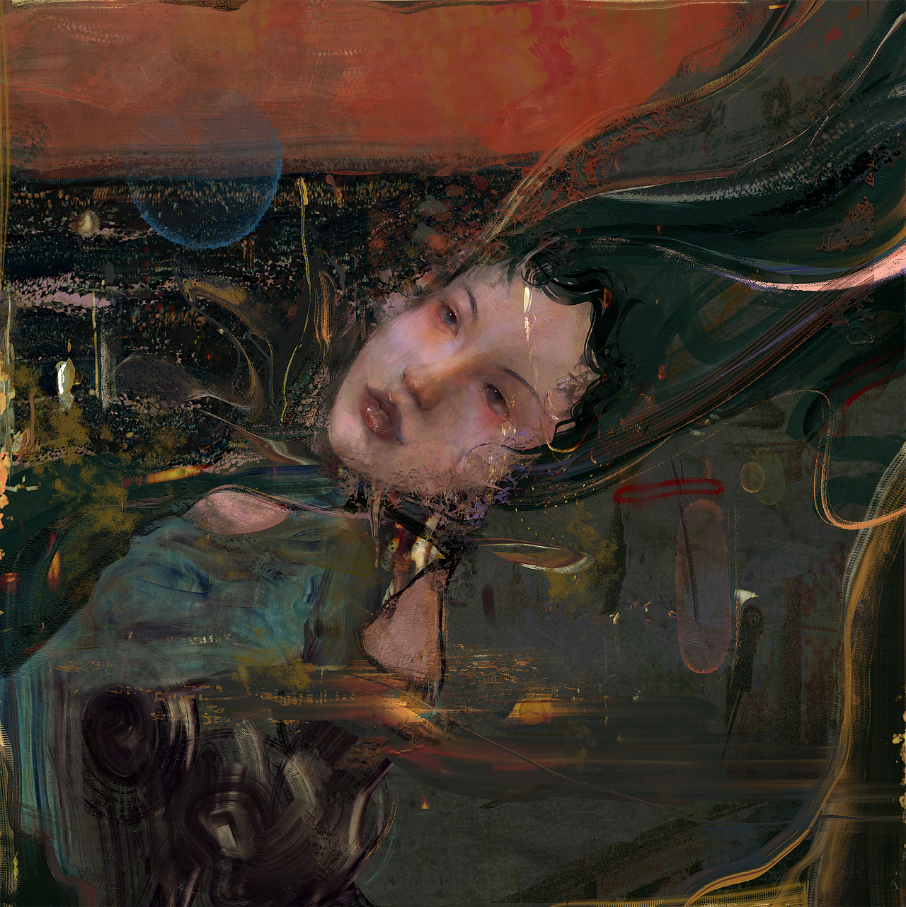 当夕阳深陷沼泽（图ZMzI3MDcyODg0） - 艺术插画 - 站酷设计师Sapphirelsw原创素材 - 站酷ZCOOL