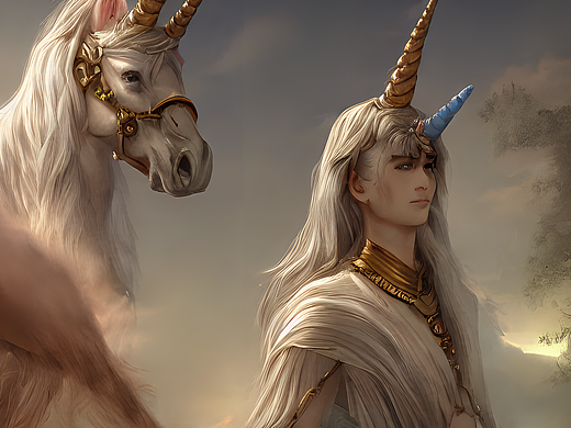 #AI创作实验室#独角兽与神族人（个人主页-ZNjI3MjcwMjg=） - AI作品 - 站酷设计师飒飒的橘猫原创素材 - 站酷ZCOOL