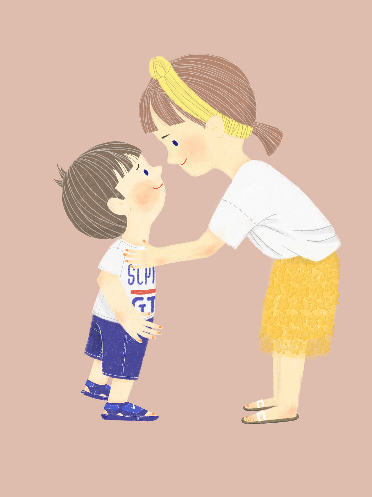 画了一对母子突然很想我妈妈