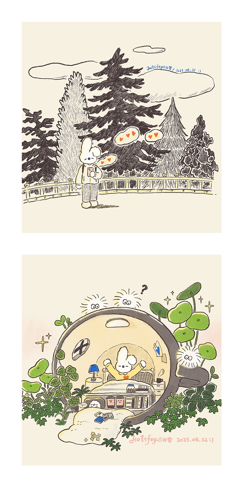 2023年/4月日常小画（图ZMzQwMjU3MjY4） - 艺术插画 - 站酷设计师Holifey原创素材 - 站酷ZCOOL