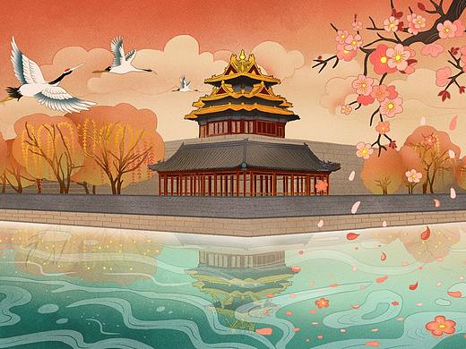 北京故宫角楼（个人主页-ZNTAzMDM0MjA=） - 商业插画 - 站酷设计师晴子插画原创素材 - 站酷ZCOOL