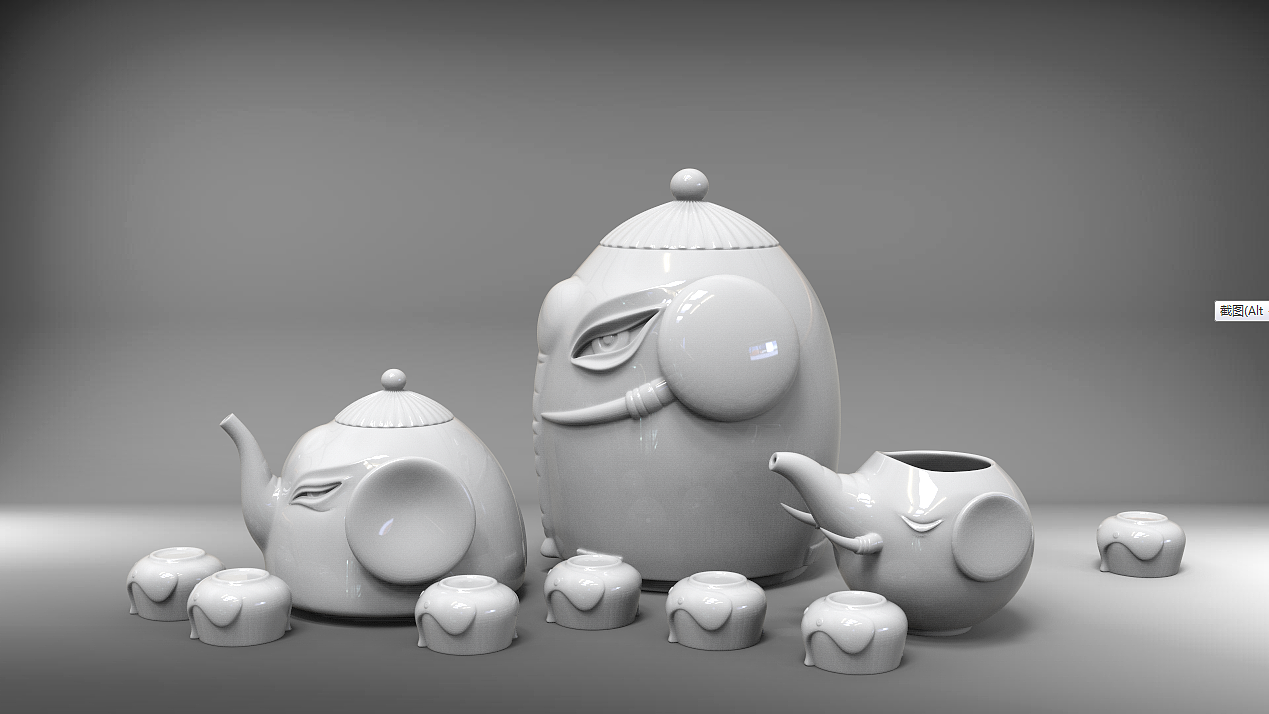 【祥和家族】大象主题茶具系列设计作品