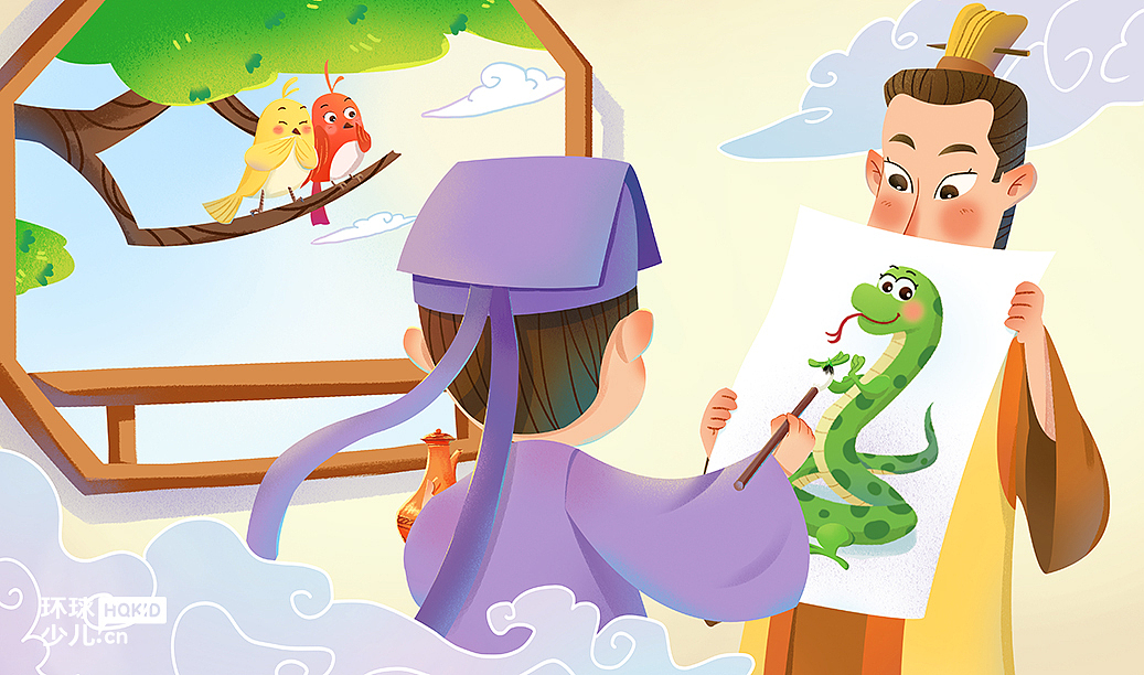成语《画蛇添足》|插画|儿童插画|莳歌_原创作品-站酷zcool
