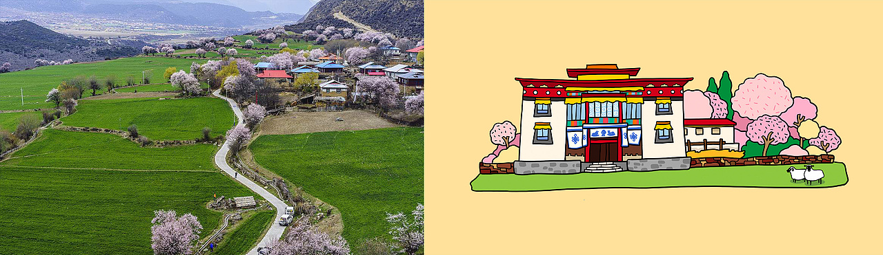 西藏风景画（图ZMTExMjk0ODg0） - 商业插画 - 站酷设计师沈三寿原创素材 - 站酷ZCOOL