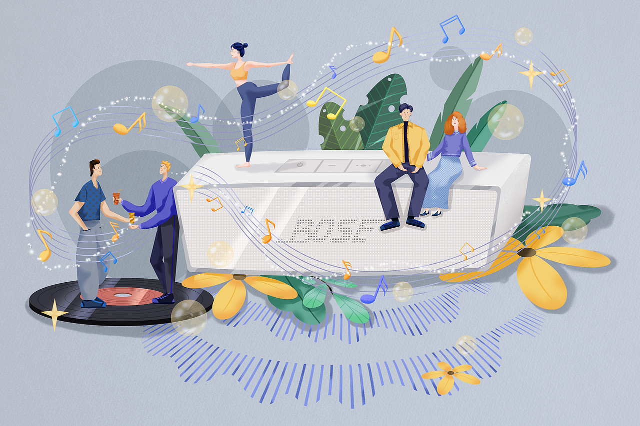 插画练习|Bose蓝牙音箱（图ZMjcxODk3MjUy） - 创作习作 - 站酷设计师蒙幼原创素材 - 站酷ZCOOL