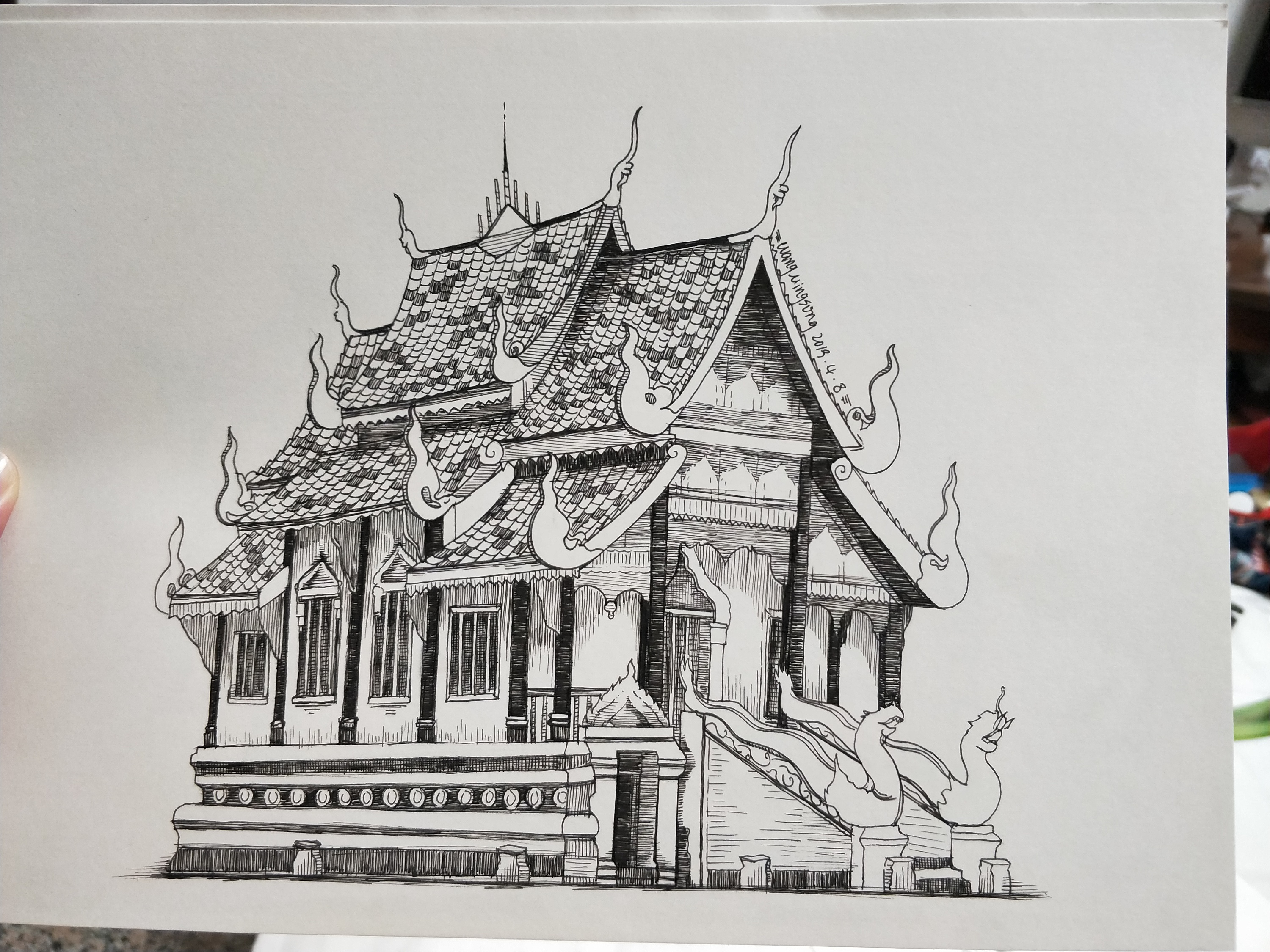 傣族建筑手绘图片