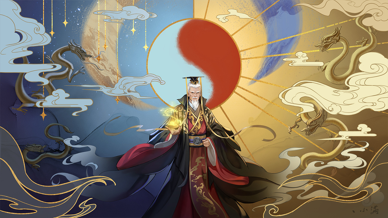 八卦系列之一——乾为天,坤为地|插画|创作习作|丶小满 - 原创作品