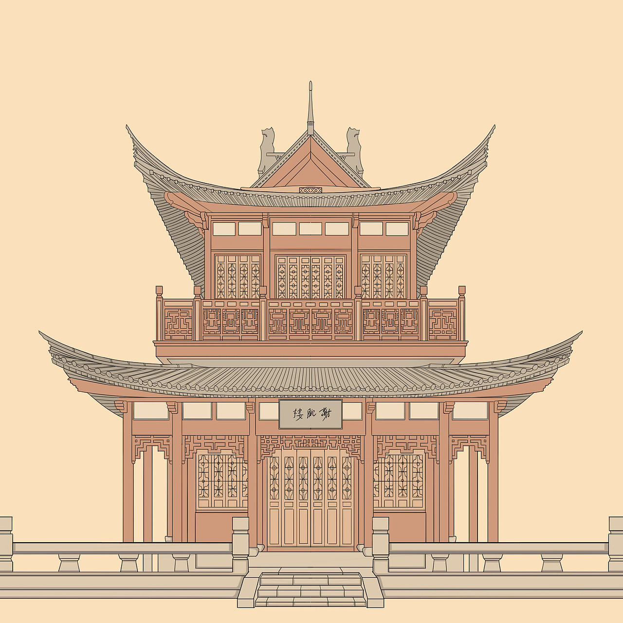 古风建筑插画