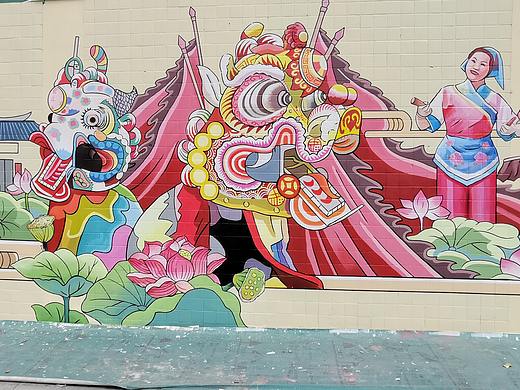 东莞凤岗本地文化壁画设计与绘制，三丁目设计新作品