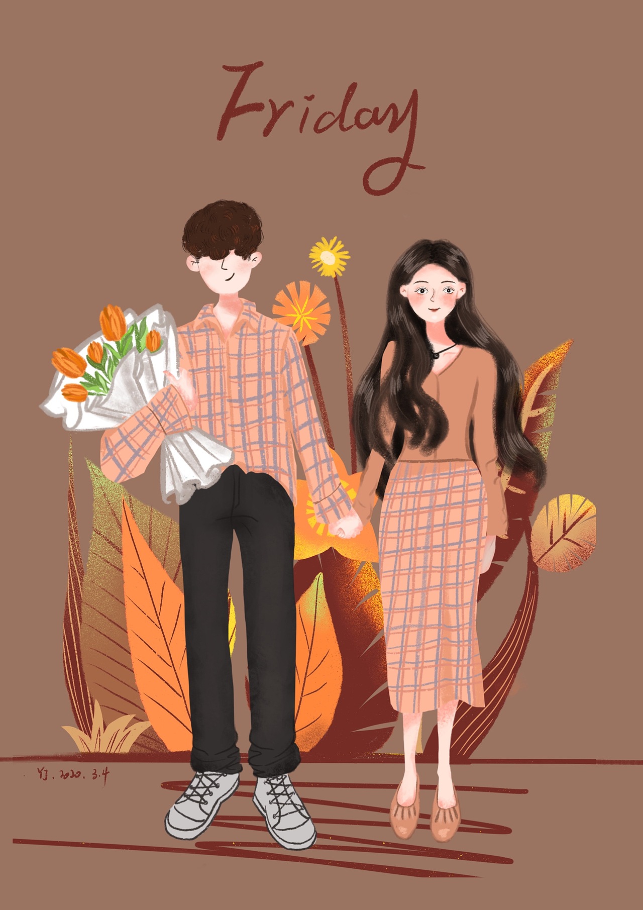 原创插画|一周情侣穿搭