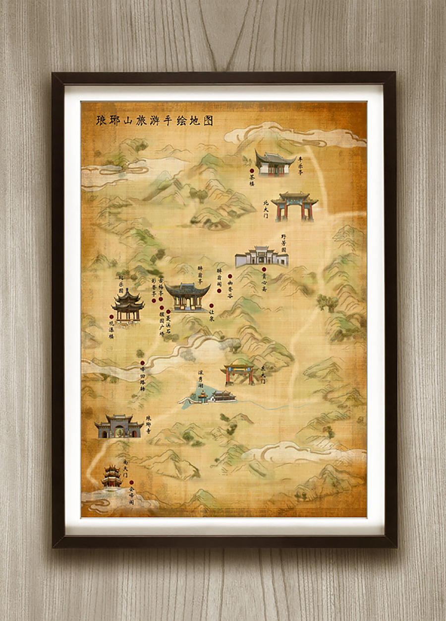 琅琊山景区旅游手绘地图-大地手绘出品（图ZMTkyNjkxMTg0） - 商业插画 - 站酷设计师喵星岛文创原创素材 - 站酷ZCOOL