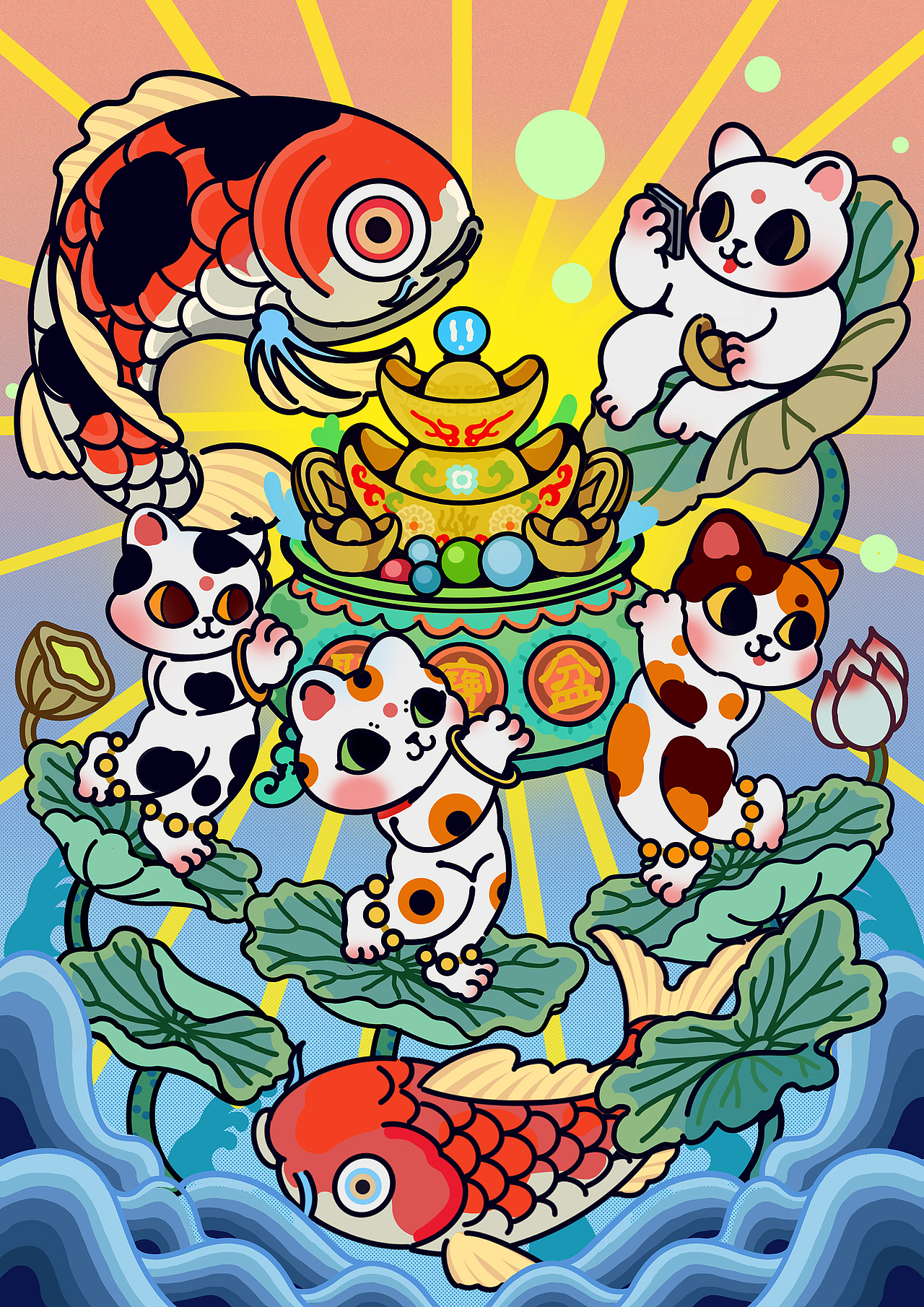 新传统年画——猫咪版（图ZMzYyMTQ4NTIw） - 新锐潮流插画 - 站酷设计师金钩原创素材 - 站酷ZCOOL