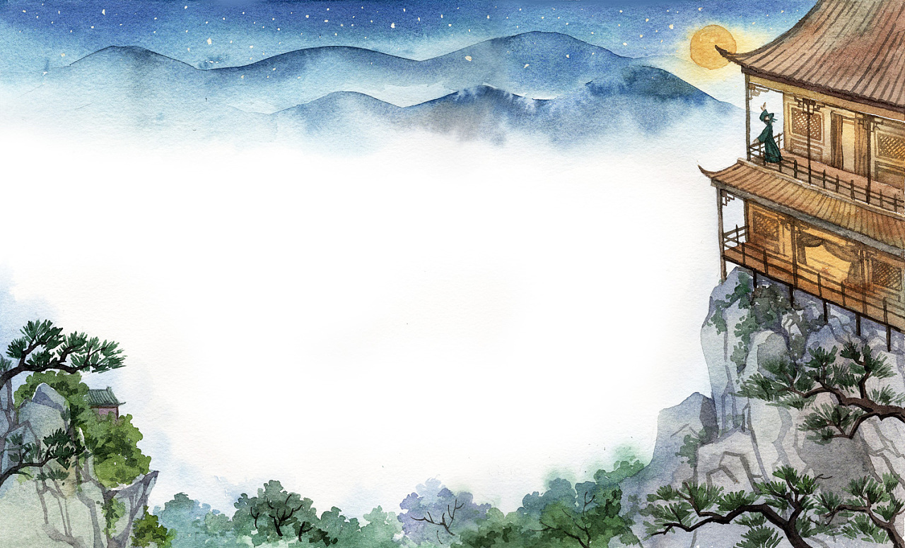 读古诗学作文水彩插画配图三