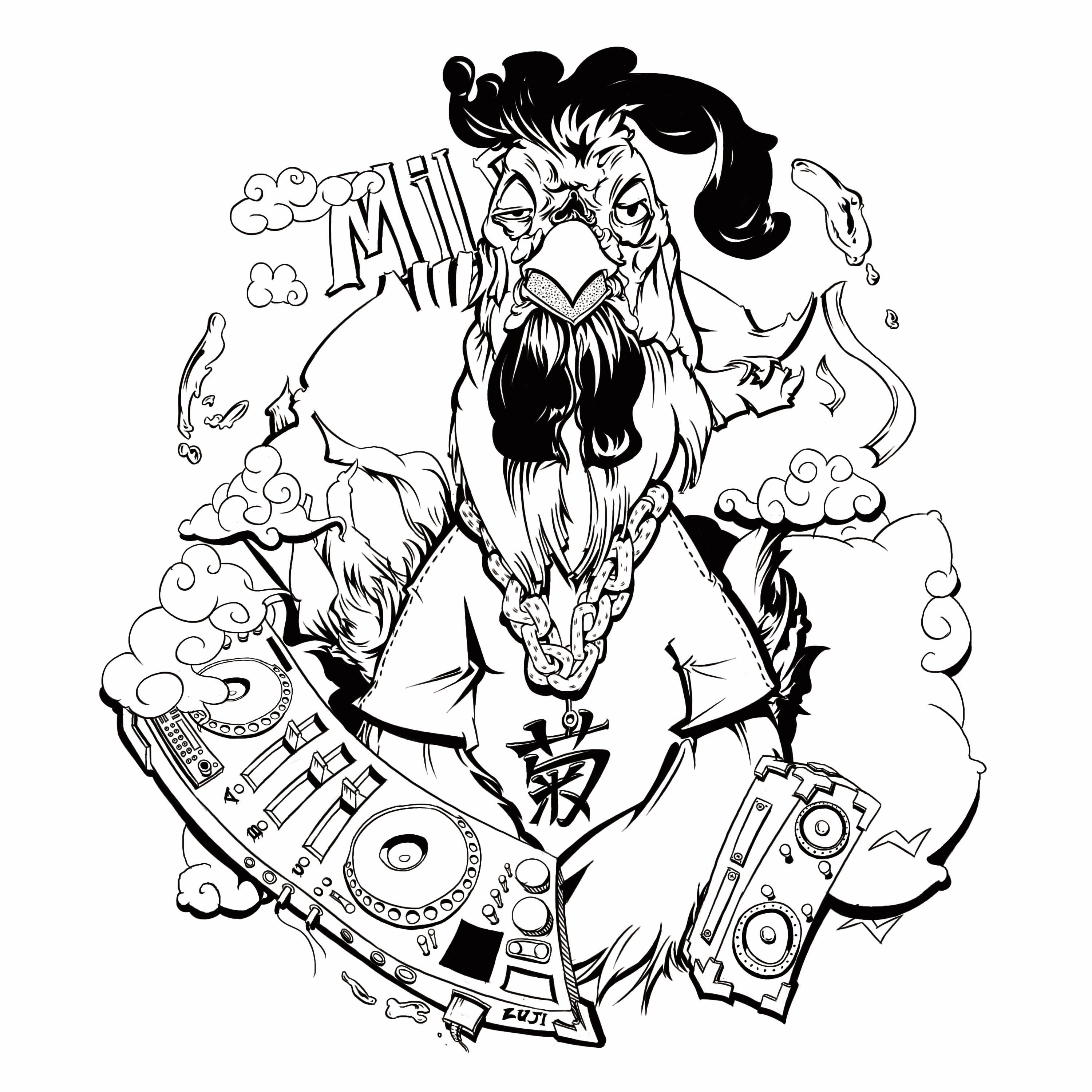 【鸡】黑白系列插画