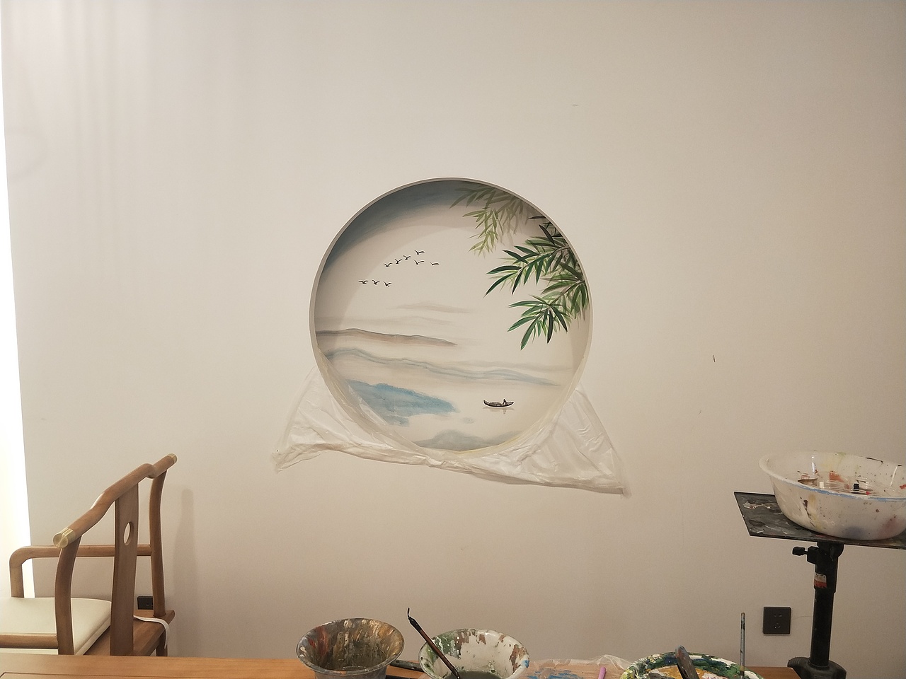 茶楼 墙绘（图ZMjM0MDc1OTI0） - 绘画 - 站酷设计师梦画鹤彩绘艺术原创素材 - 站酷ZCOOL