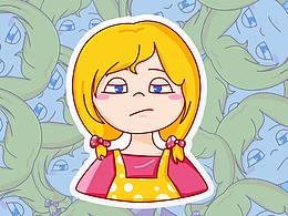 卡通简笔插画小女孩头像