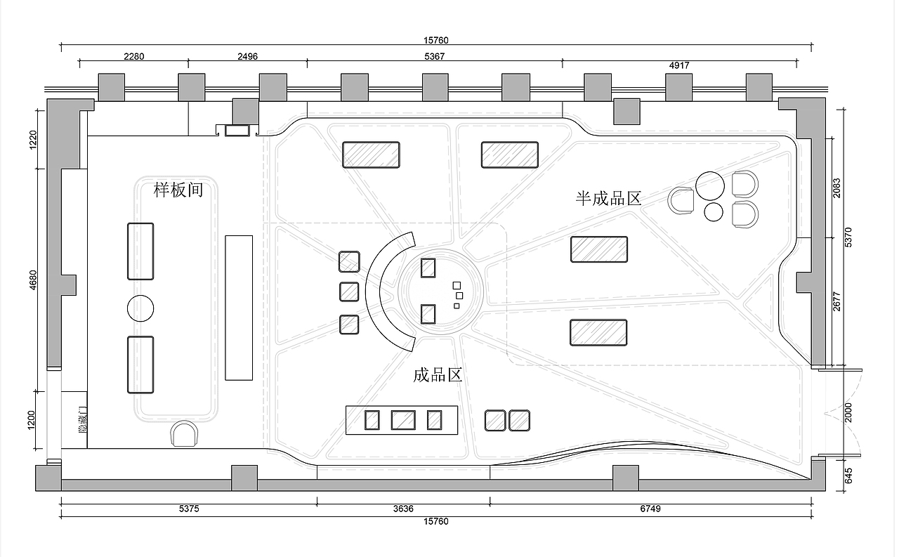 空间设计--几何白美妆展示空间(平面 天花)