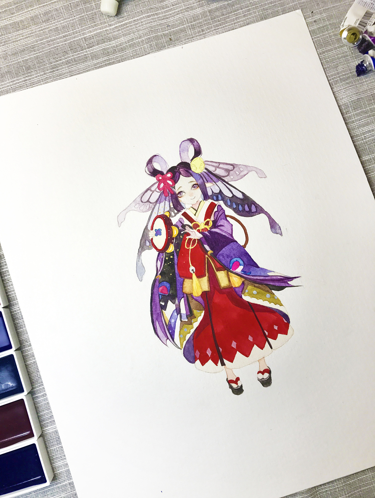 水彩手绘--阴阳师 蝴蝶精