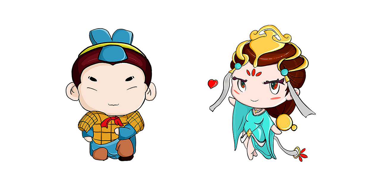 q版手绘兵马俑秦始皇杨玉环