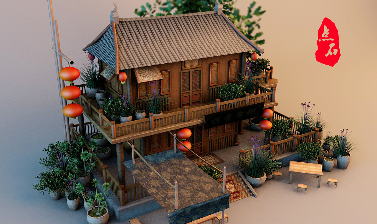 三维动画场景作品--点石