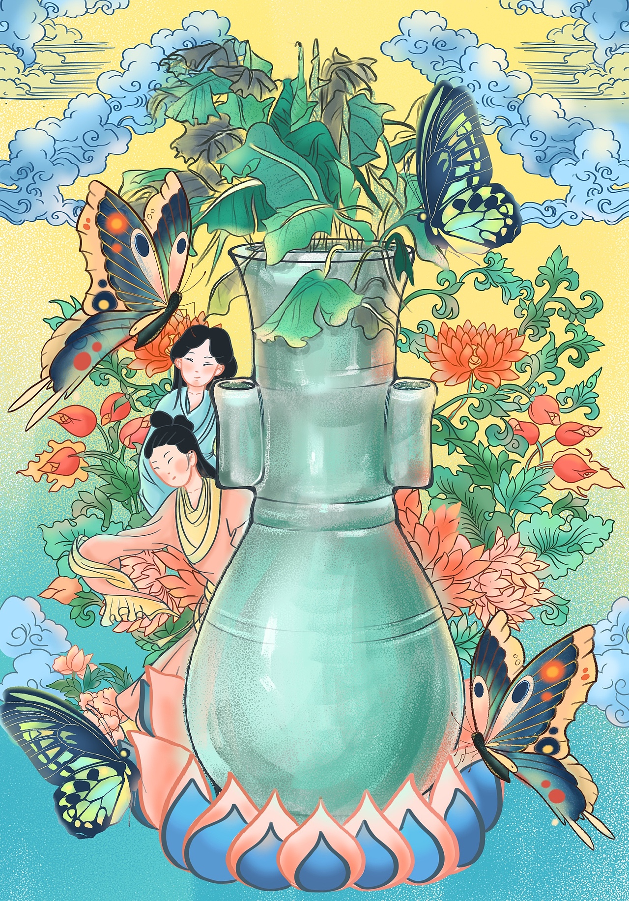 《金钗戏蝶图》