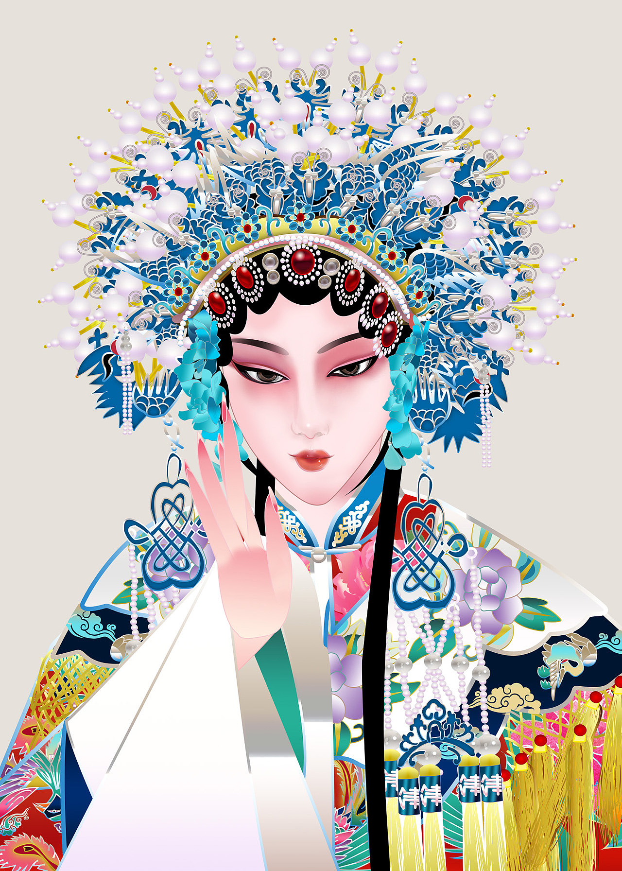 戏曲人物京剧《贵妃醉酒》矢量插画插图戏曲京剧人物