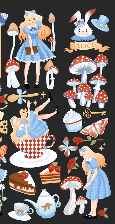 爱丽丝主题胶带稿