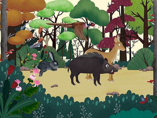 动物与森林（个人主页-ZMzA3MjA0NDA=） - 儿童插画 - 站酷设计师一山云原创素材 - 站酷ZCOOL