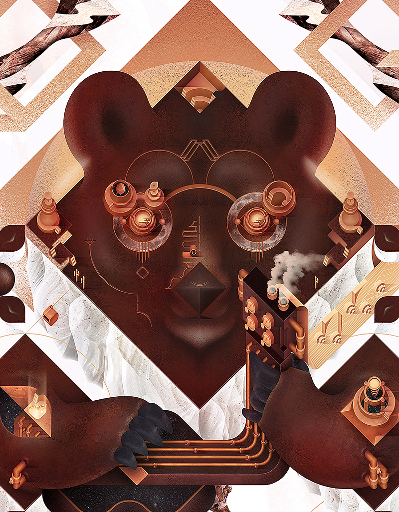 Ukulele bear 绘图思路、流程（图ZMzUxOTY4Njg=） - 艺术插画 - 站酷设计师饭斯拉_fAnZiLLa原创素材 - 站酷ZCOOL