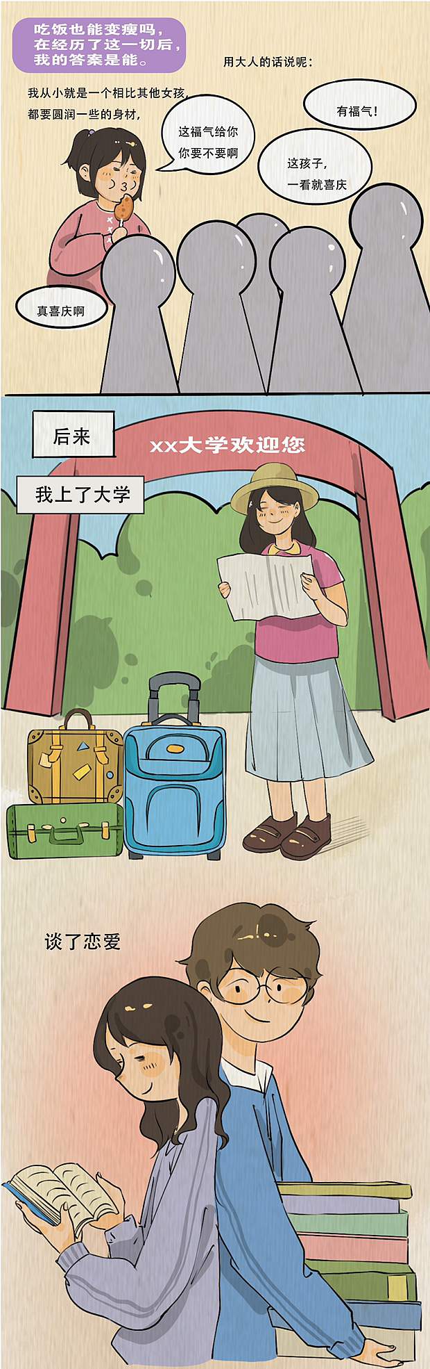 【条漫】吃饭真的会变瘦吗？（图ZMzM2MzIzMzM2） - 商业插画 - 站酷设计师花花花ll原创素材 - 站酷ZCOOL