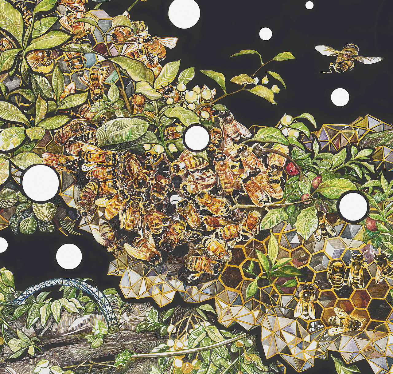 &lt;蜂巢 Beehive&gt; acrylic ink on canvas 107cm x210cm