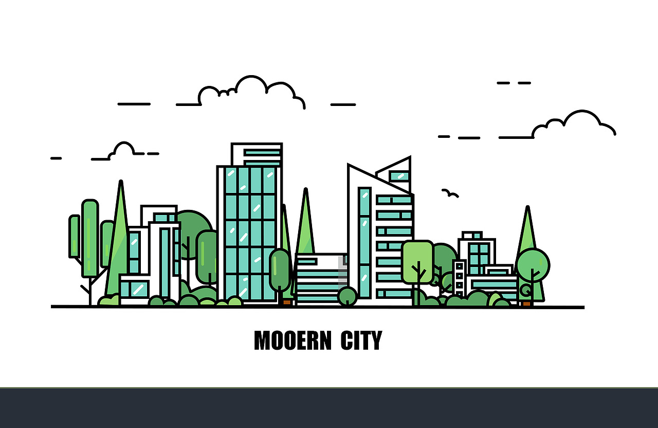 扁平风格的建筑插画（图ZMTUwNTQzMDEy） - 商业插画 - 站酷设计师刘小昆原创素材 - 站酷ZCOOL