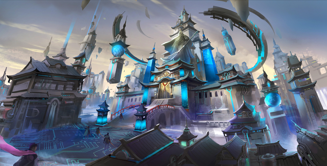 中国古建筑科幻场景