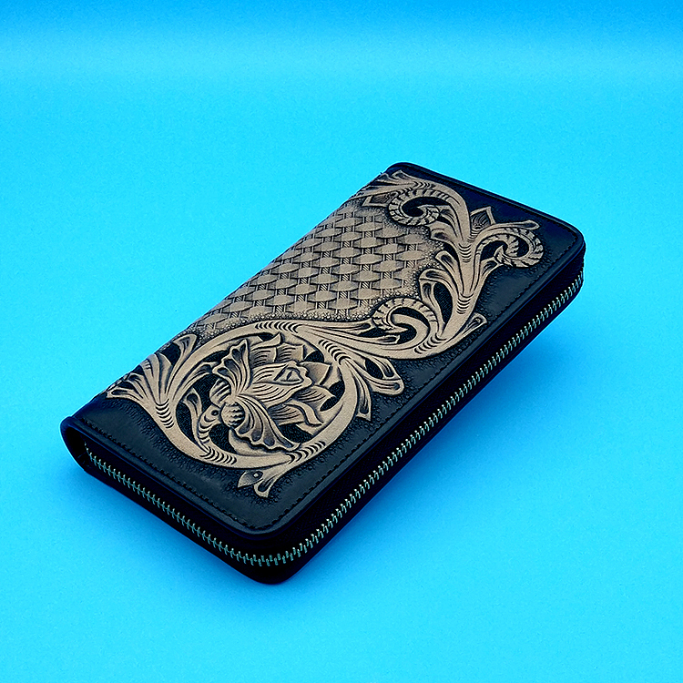 皮雕唐草钱包