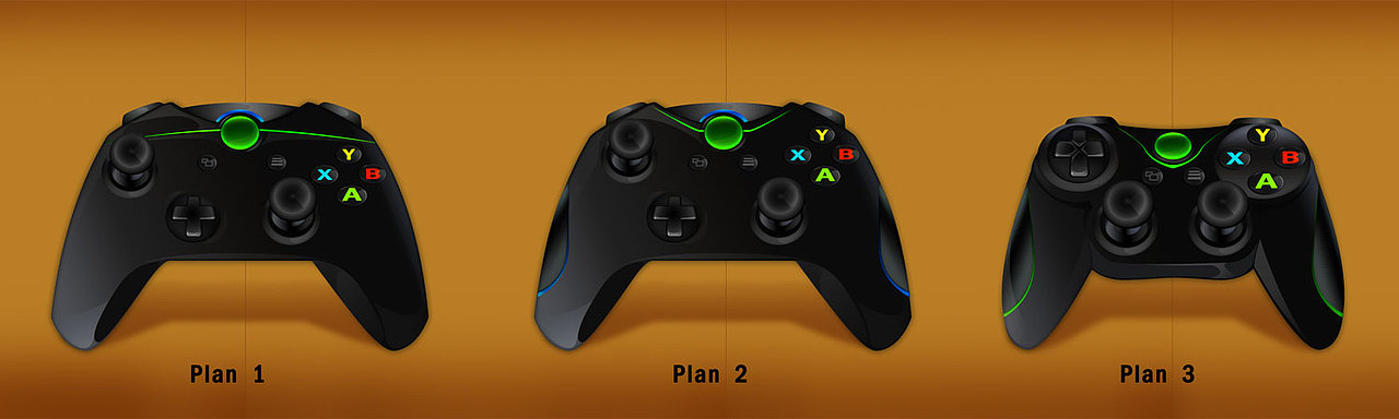 初始游戏手柄的几个仿照设计，从市场的流行品牌样式入手。