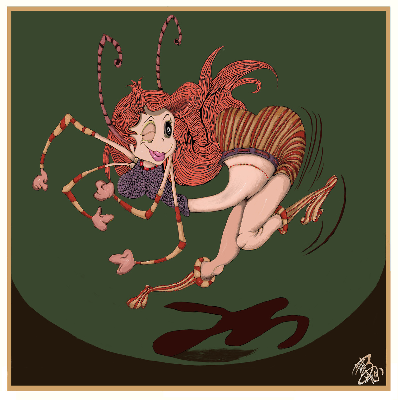 蜘蛛女 这幅画 我用油泥也捏成了一个立体的形象 加建了三维一个场景