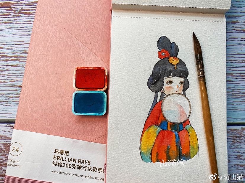 最近画的水彩古风人物手账（图ZMjM3MDEzNDI0） - 创作习作 - 站酷设计师蒋山猫原创素材 - 站酷ZCOOL