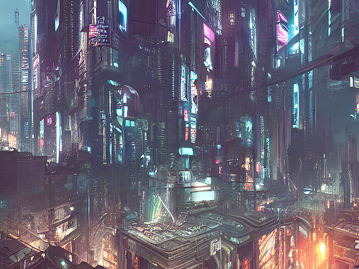 #AI创作实验室#摩登城市，赛博朋克，超现实主义，概念