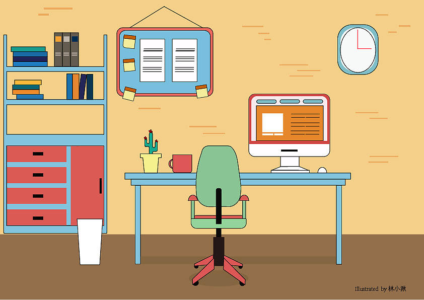 书房插画|插画|商业插画|林小湫 - 临摹作品 - 站酷 (zcool)