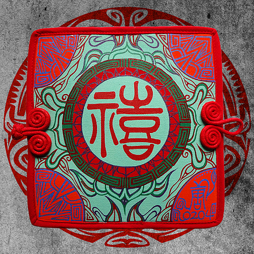 叁公馆原创诡异图腾精工手绘帆布钱包·喜事