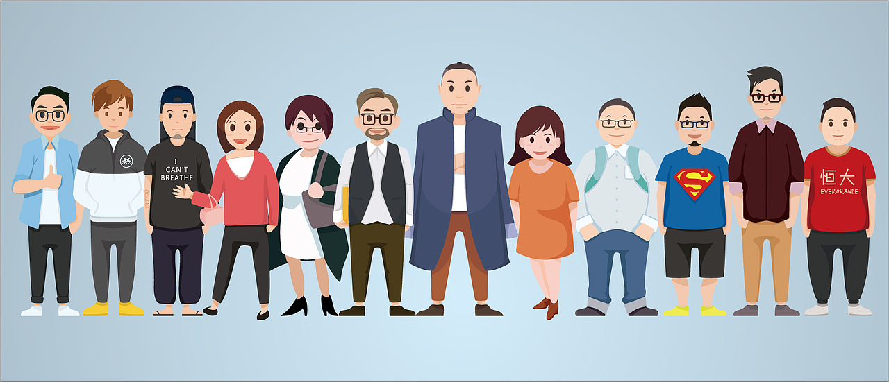 在有了"画老同事合照"的想法后 br>就在速写本上涂每个人的形象 br>